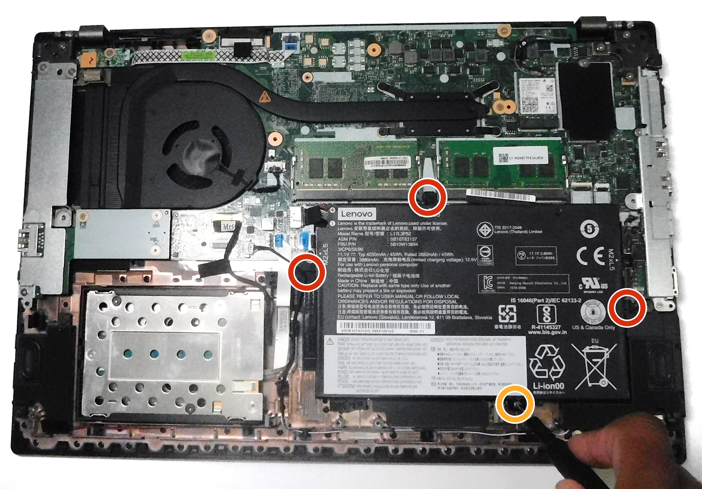 Internal Photo of Lenovo ThinkPad E580, E585, E590, E595, L580, L590, R590, T590, black backlit US keyboard original call (ThinkPad L590)